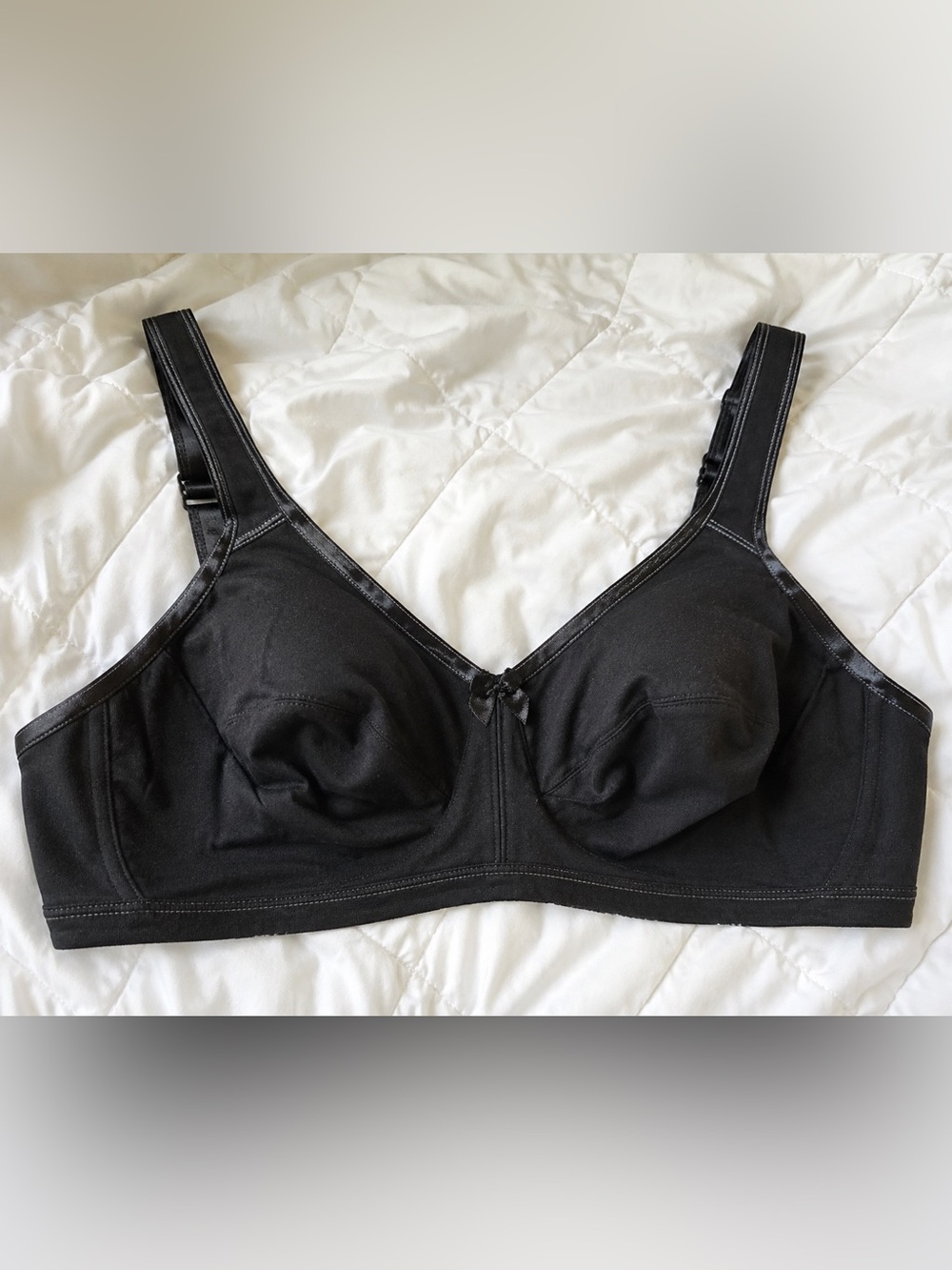 Avenue Basic Cotton Wireless Full Coverage Bra Black 42D Comfort Support